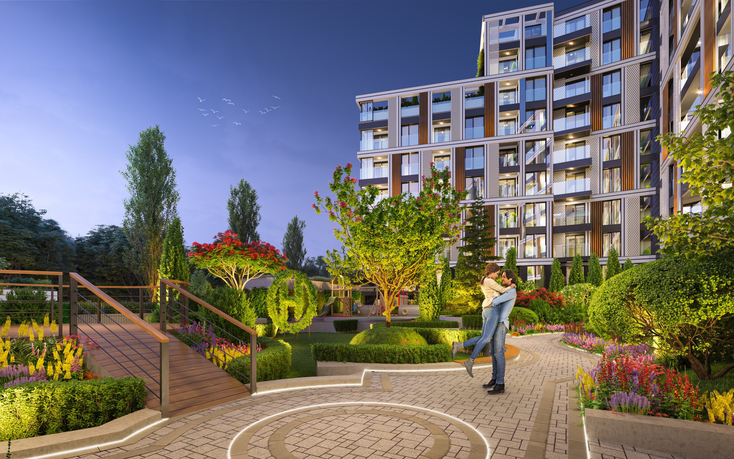 Harmony Residence – градина вечер